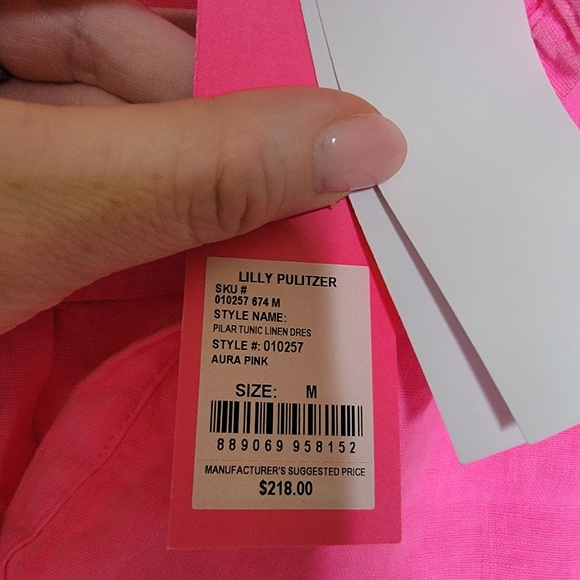 NWT Lilly Pulitzer Pilar tunic linen dress aura pink size medium - Picture 4 of 6